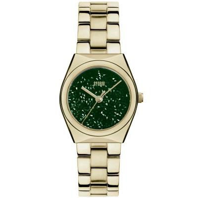 Azalyn Gold Green Kadın Saat – 21K Altın Kaplama & 3D Kristal Kadran