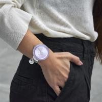 Liana Lavender Kadın Saat – Oversize Cam Kadran & Kalp Charm