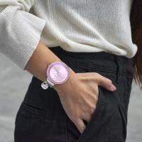 Liana Pink Kadın Saat – Oversize Cam Kadran & Kalp Charm