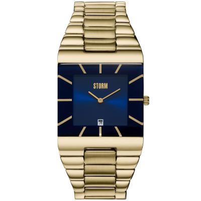 Omari XL Gold Blue Erkek Saat – Kare Kadran & 21K Altın Kaplama